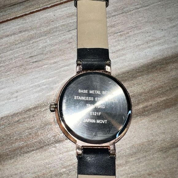 Rose Gold Wristwatch Women’s Black Band  Japan Movement Tested Added New Battery - Picture 5 of 8